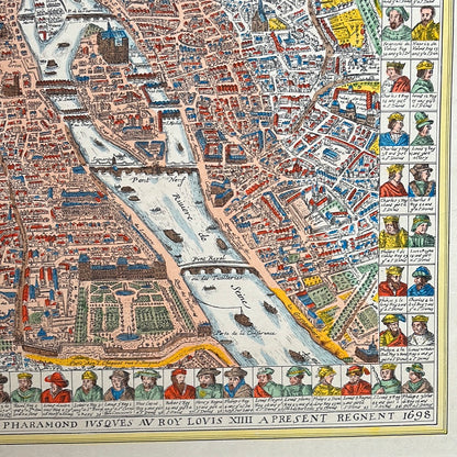 Antique map of Paris in 1698