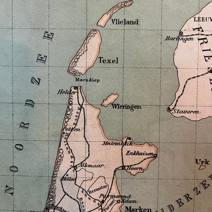 Antieke kaart provincie Noord-Holland uit 1923