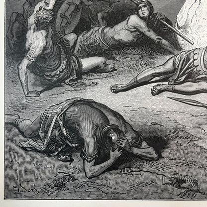 Paulus op weg naar Damascus. Originele houtgravure van Gustave Doré uit 1875.