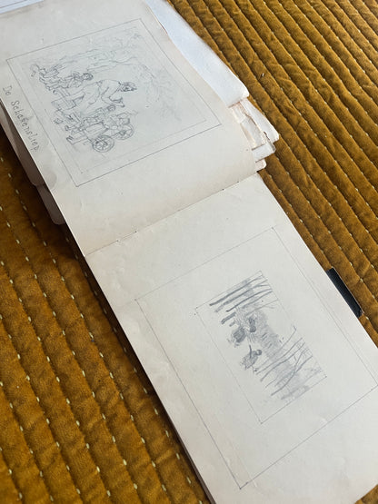 Antiek Schetsboek met prenten