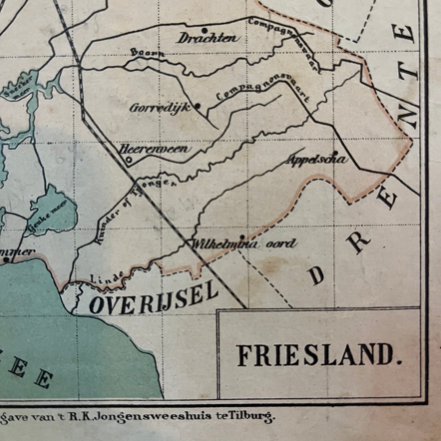 Antieke kaart provincie Friesland uit 1923