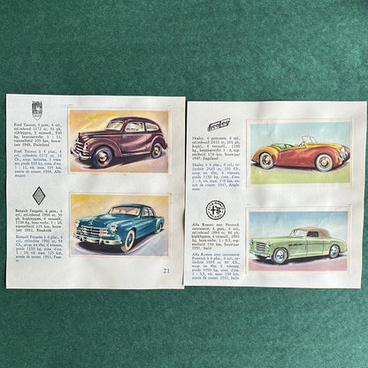 4 Autobilder: Healey, Alfa Romeo, Ford, Renault