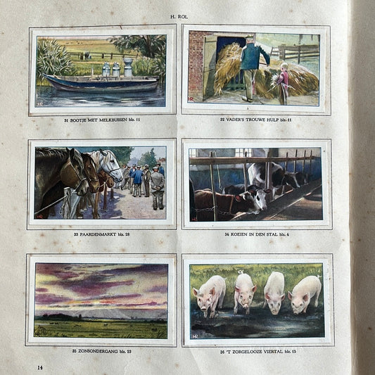 6 Verkade plaatjes De boerderij 1936 (31-36)