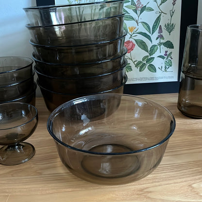 Vintage Arcoroc smoked glass collection