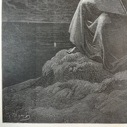 Johannes auf Patmos. Original Holzstich von Gustave Doré aus dem Jahr 1875.