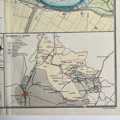 Der Niederrhein oberhalb von Driel, Bergbaugebiet Limburg und Wasserbehörde De Schermeer, 1932