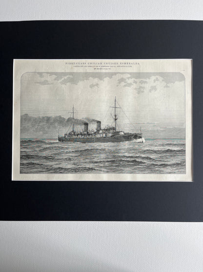 First-class Chilian cruiser Esmeralda prent uit The Engineer uit 1897