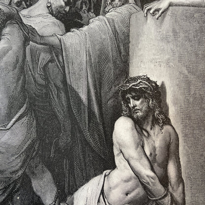 De geeseling. Originele houtgravure van Gustave Doré uit 1875.