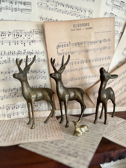 Bronze and brass deer, roe deer and Bambi