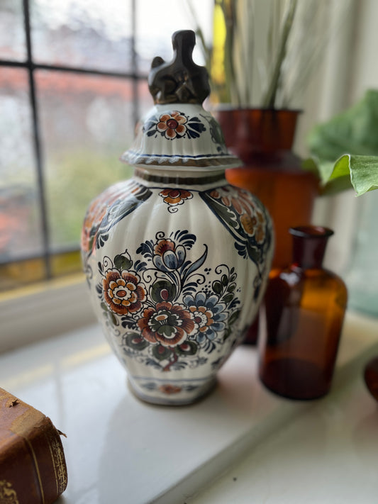 Vase mit Deckel Flora Keramik Delft