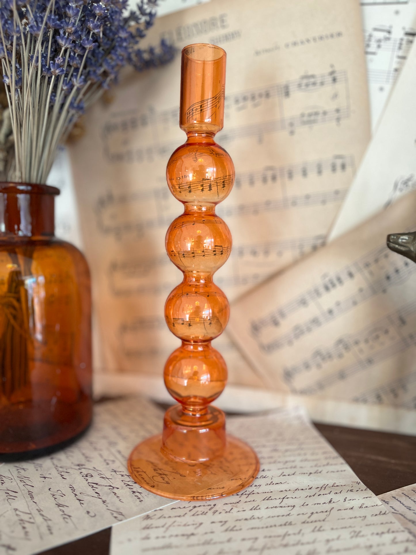 Orange vase convex glass