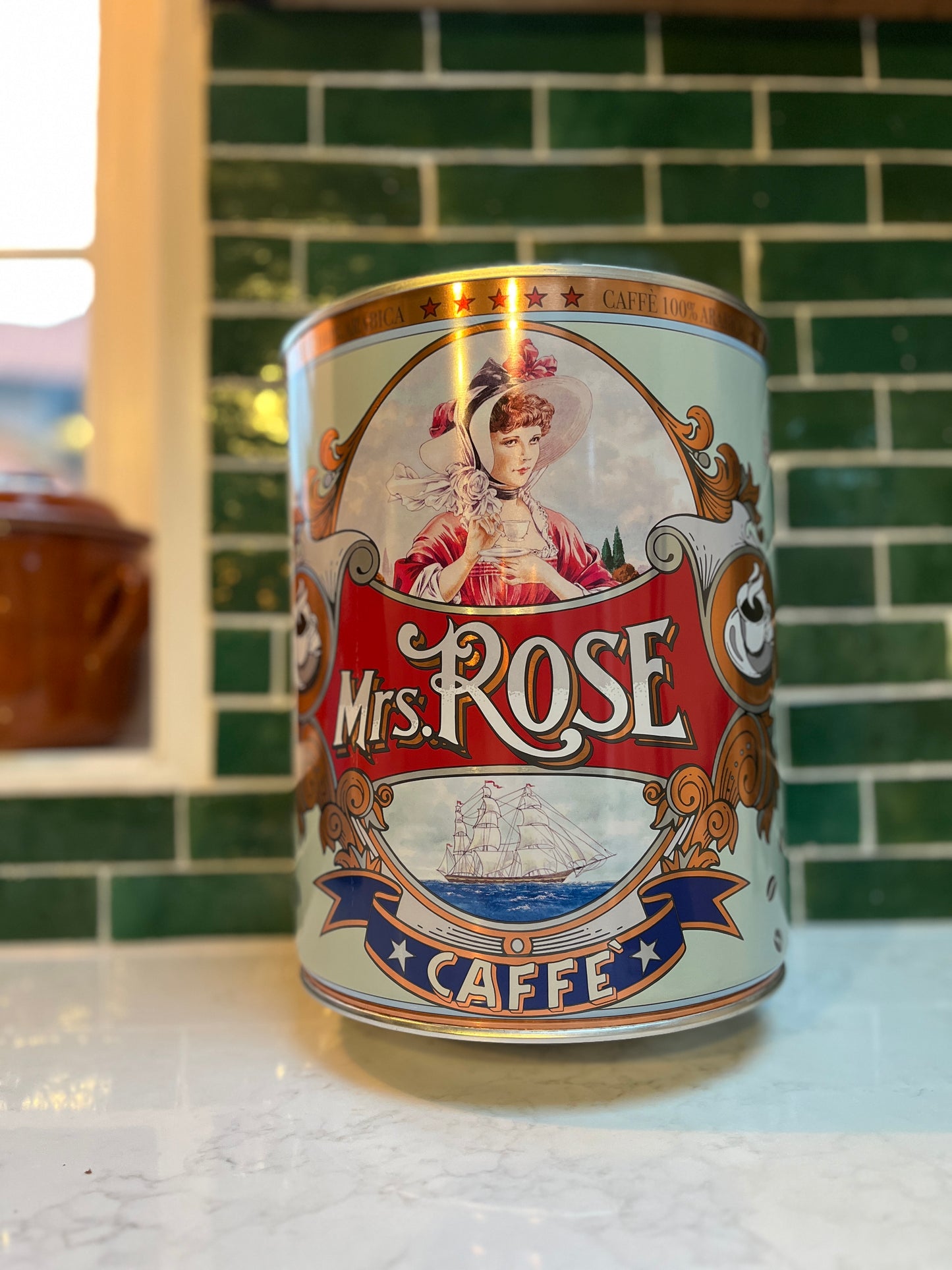 Mrs Rose coffee bean tin