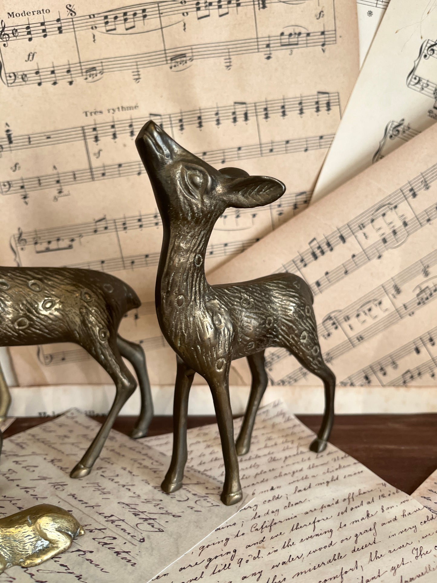 Bronze and brass deer, roe deer and Bambi