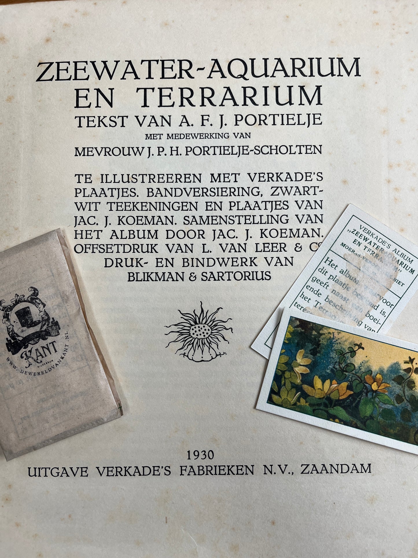 6 Verkade plaatjes Zeewateraquarium en terrarium 1930 (13-18)