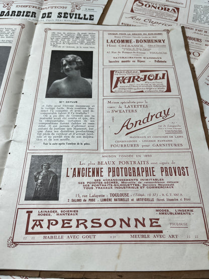 Vintage Franse reclame pagina’s uit theaterboekjes