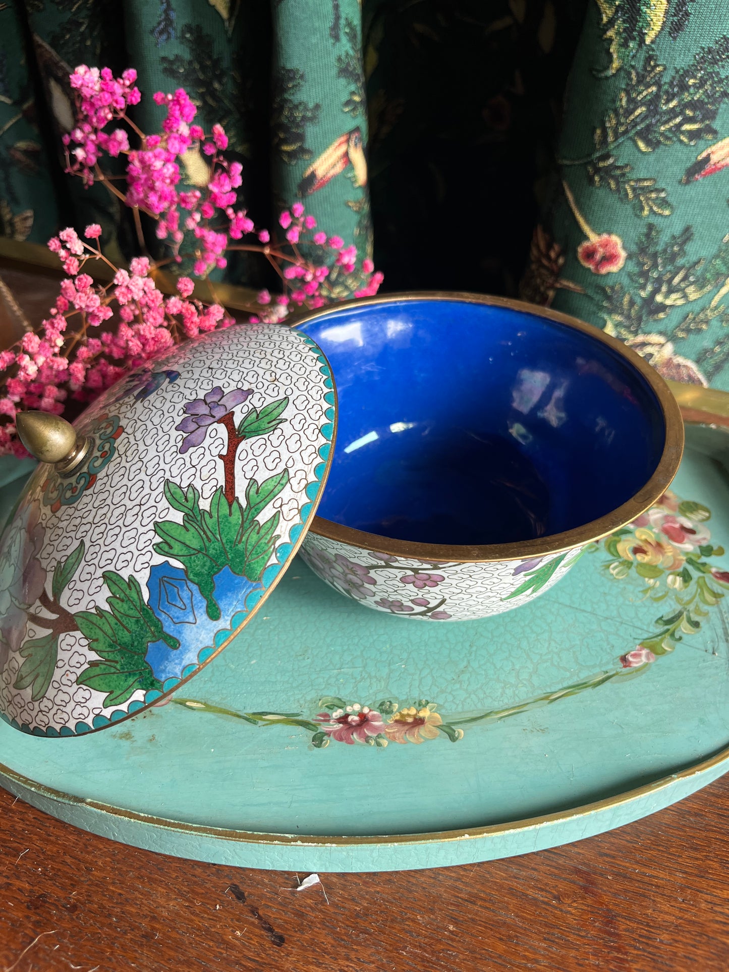 Enamel and bronze cloisonné with lid