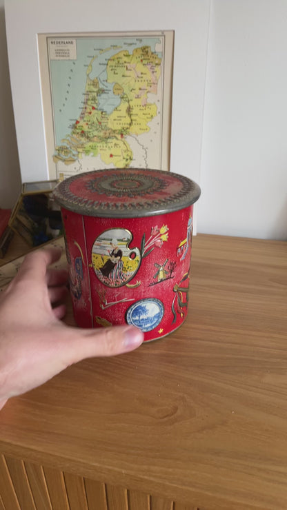 Vintage round red tin