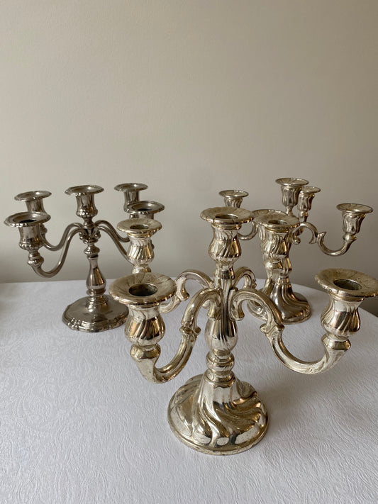 Silver plated candlestick with four arms