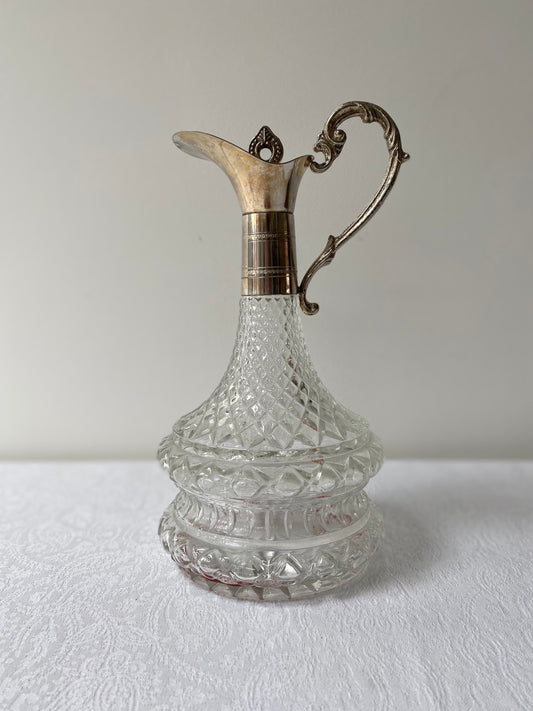 Silver-plated crystal wine decanter